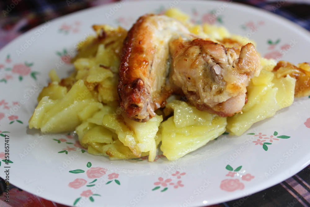 fried potatoes with chicken wings grill fried potatoes with chicken wings grill
