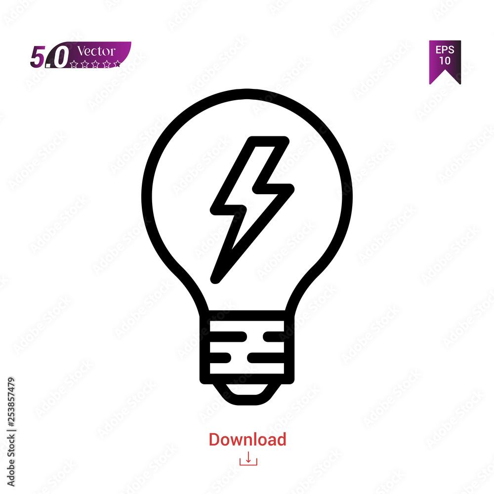 Outline light-bulb icon isolated on white background. Popular icons for 2019 year. Line pictogram. Graphic design, mobile application, logo, user interface. EPS 10 format vector Outline light-bulb icon isolated on white background. Popular icons for 2019 year. Line pictogram. Graphic design, mobile application, logo, user interface. EPS 10 format vector