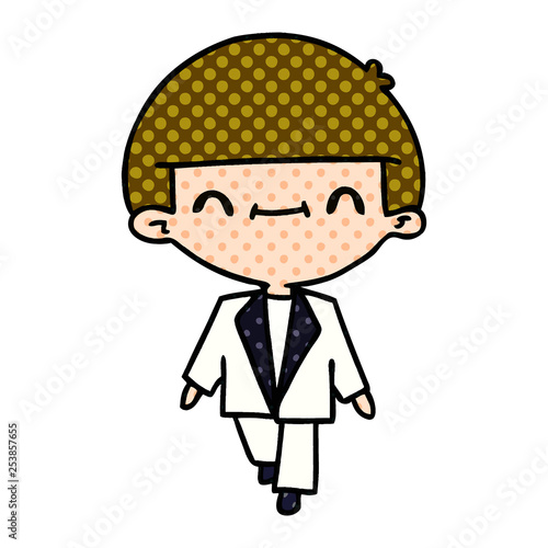 cartoon of cute kawaii boy in suit