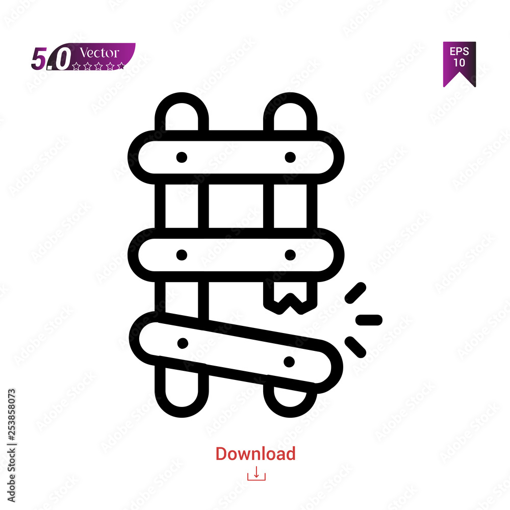 Outline ladder icon isolated on white background. Popular icons for 2019 year. Line pictogram. Graphic design, mobile application, logo, user interface. EPS 10 format vector Outline ladder icon isolated on white background. Popular icons for 2019 year. Line pictogram. Graphic design, mobile application, logo, user interface. EPS 10 format vector