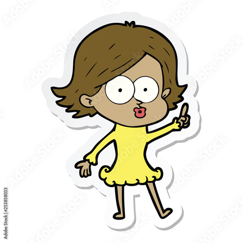 sticker of a cartoon girl pouting