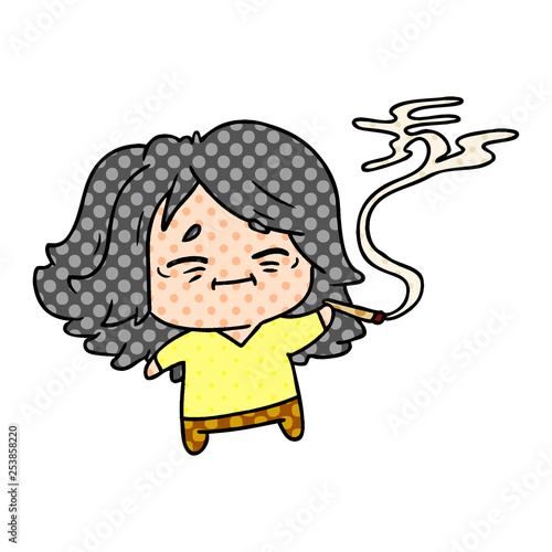 cartoon of cute kawaii old woman