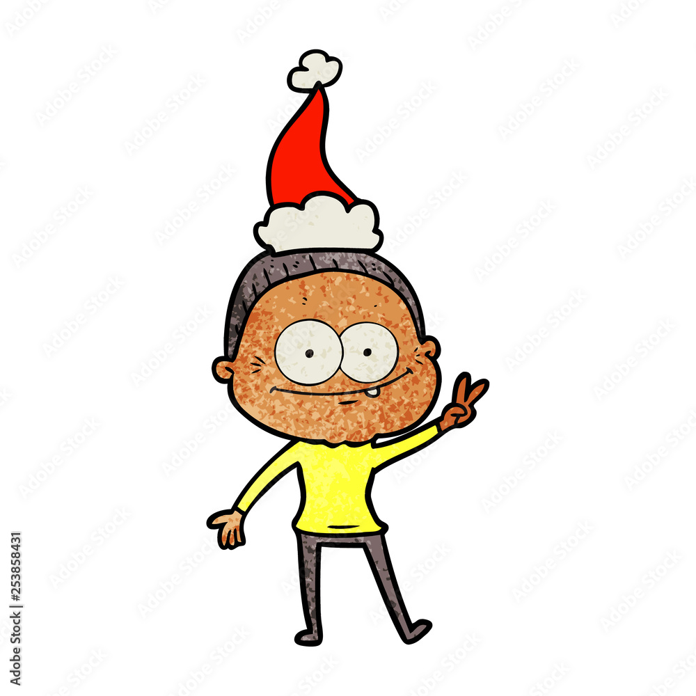 textured cartoon of a happy old woman wearing santa hat textured cartoon of a happy old woman wearing santa hat