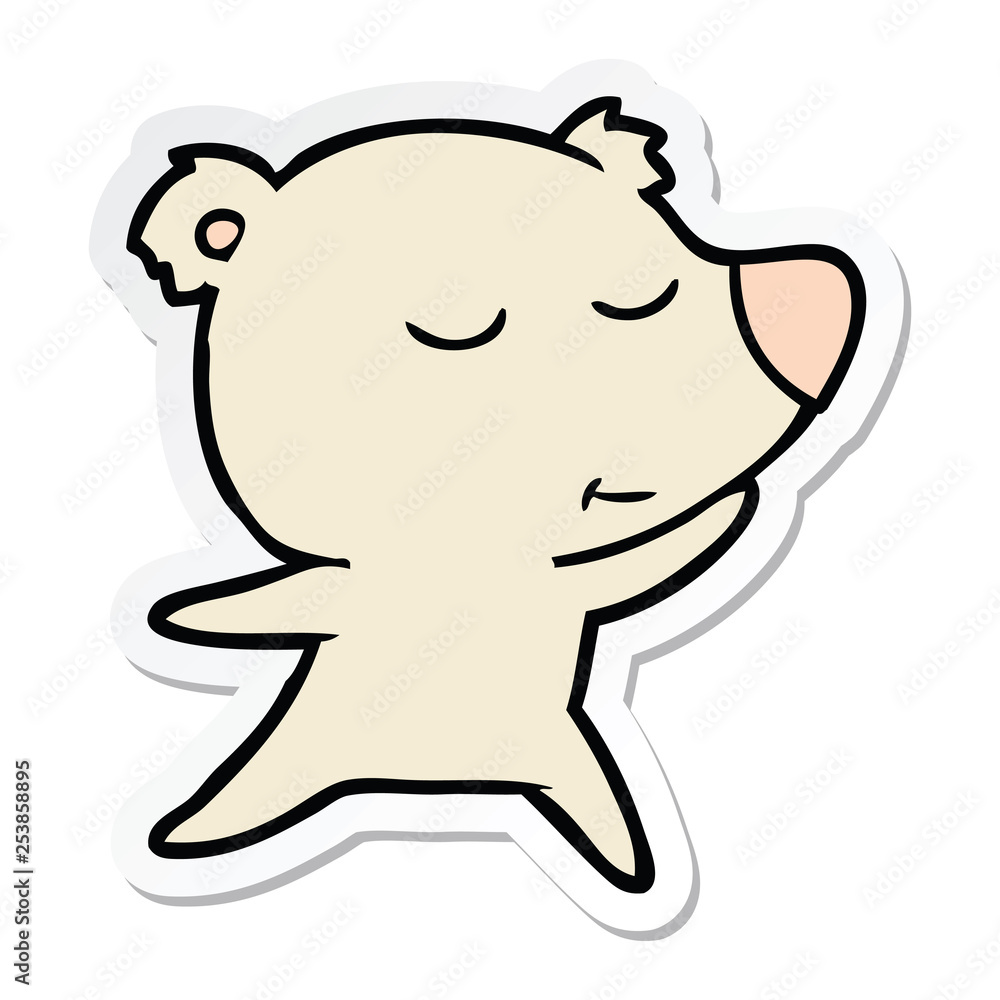sticker of a happy cartoon polar bear dancing sticker of a happy cartoon polar bear dancing