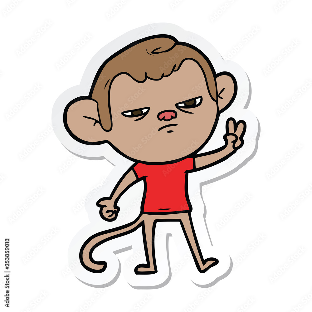 sticker of a cartoon annoyed monkey sticker of a cartoon annoyed monkey