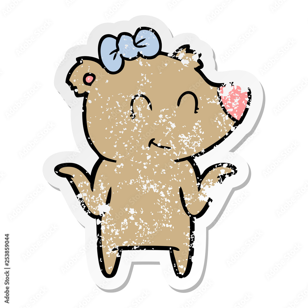Obraz premium distressed sticker of a female bear cartoon