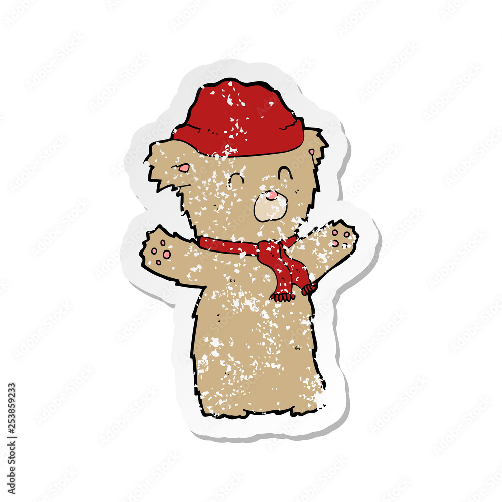 Fototapeta premium retro distressed sticker of a cartoon teddy bear