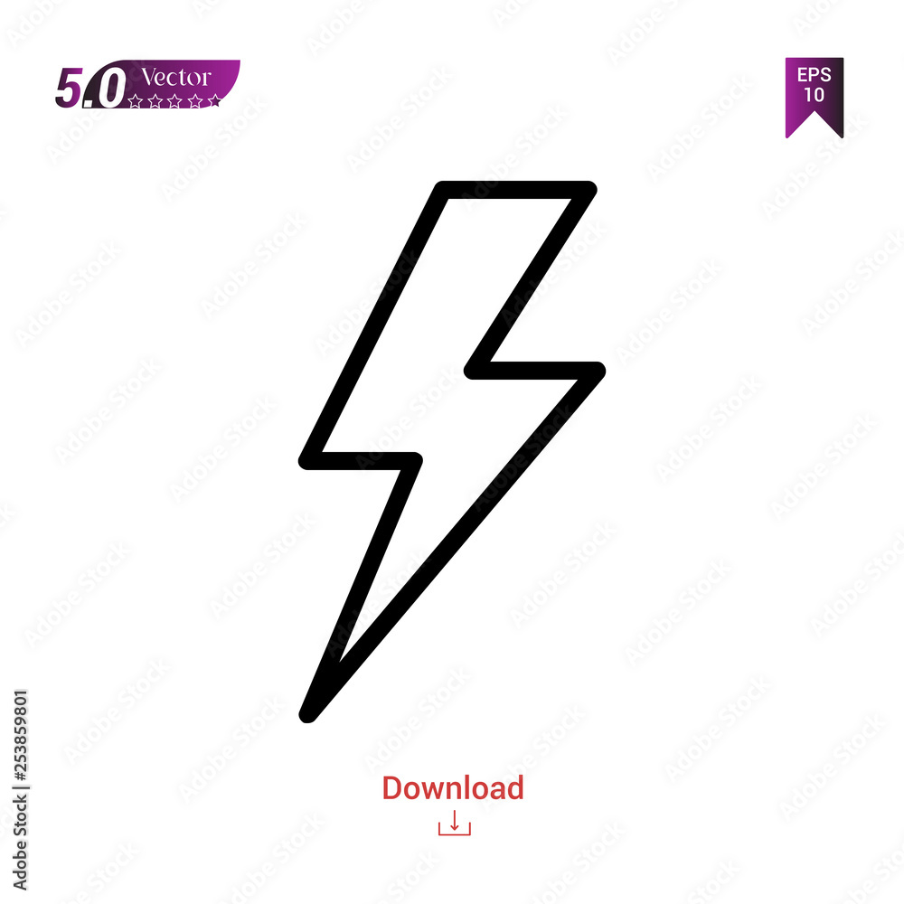 Outline flash icon isolated on white background. Popular icons for 2019 year. Line pictogram. Graphic design, mobile application, logo, user interface. EPS 10 format vector Outline flash icon isolated on white background. Popular icons for 2019 year. Line pictogram. Graphic design, mobile application, logo, user interface. EPS 10 format vector