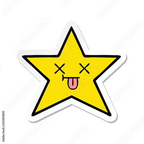 sticker of a cute cartoon gold star