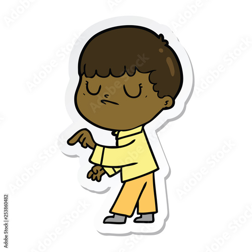 sticker of a cartoon grumpy boy