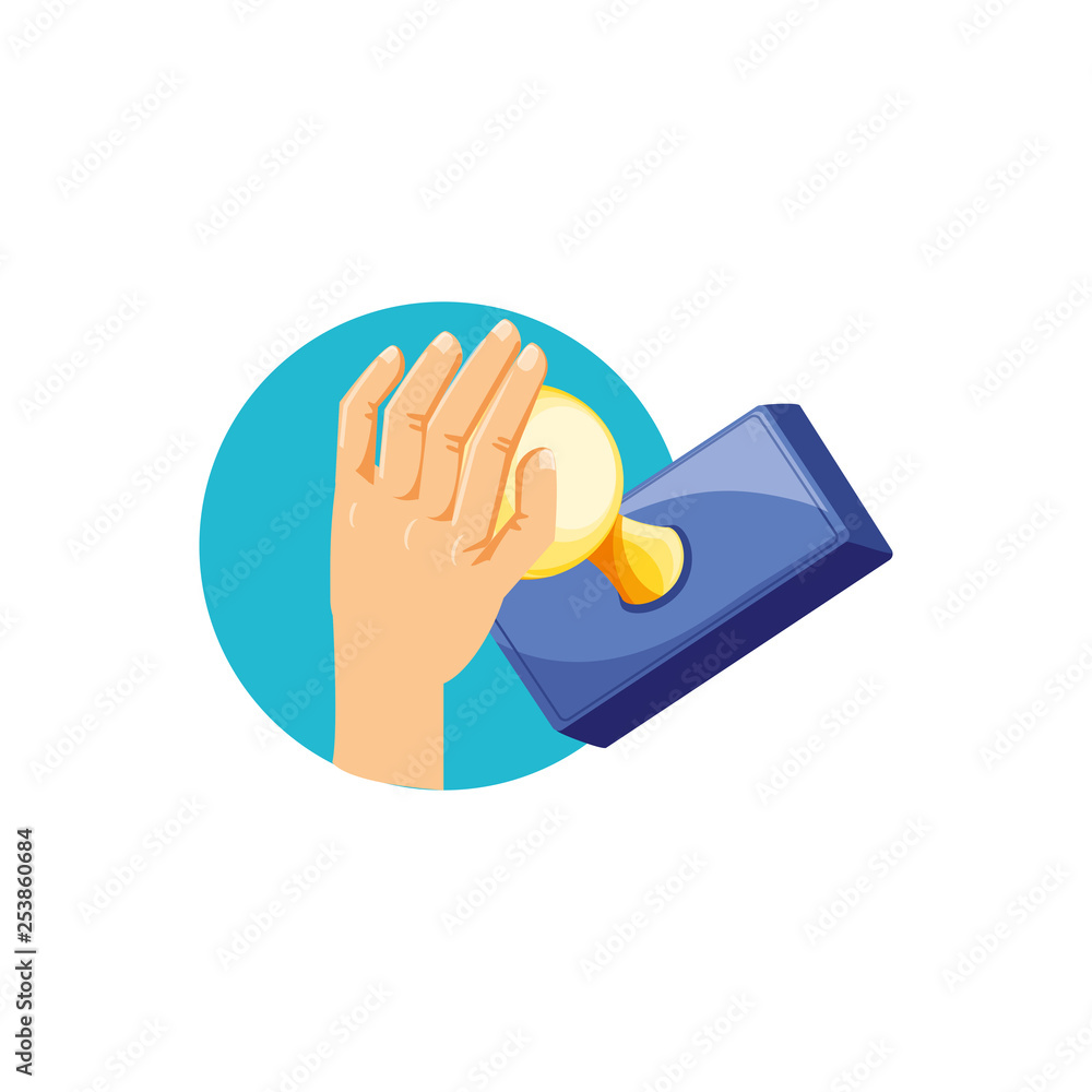 Fototapeta premium hand with rubber stamp handle