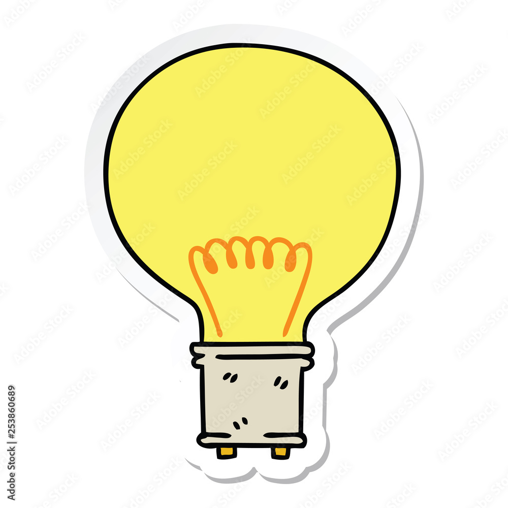 sticker of a quirky hand drawn cartoon light bulb sticker of a quirky hand drawn cartoon light bulb