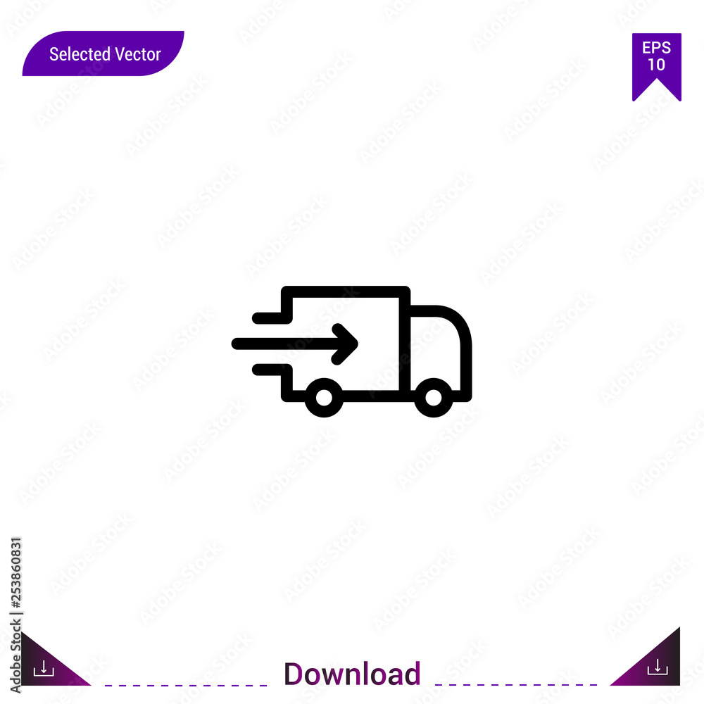 Outline delivery icon isolated on white background. Line pictogram. mobile application, logo, user interface. Editable stroke. EPS10 format vector