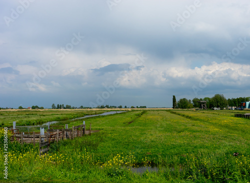 Netherlands  Zaanse Schans  a large green field