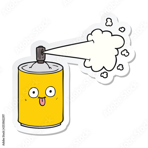 sticker of a cartoon aerosol spray can