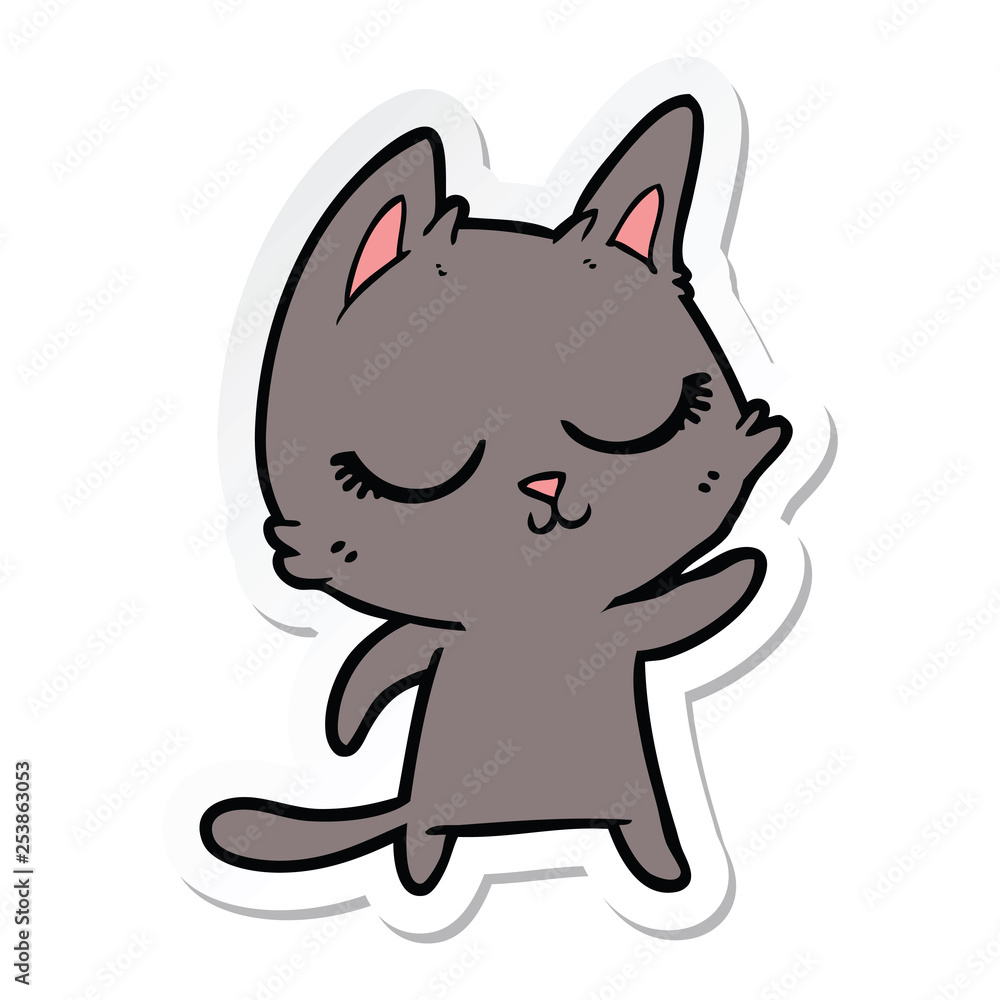 sticker of a calm cartoon cat sticker of a calm cartoon cat