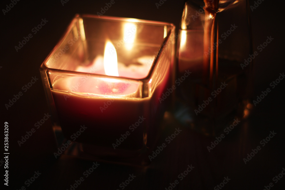 Romantic theme: candle and few aroma sticks Romantic theme: candle and few aroma sticks