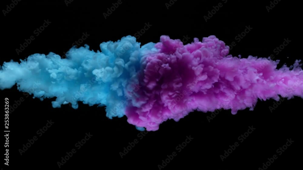 Super slowmotion shot of colorful inks in water. Shot with high speed camera at 4K. Super slowmotion shot of colorful inks in water. Shot with high speed camera at 4K.