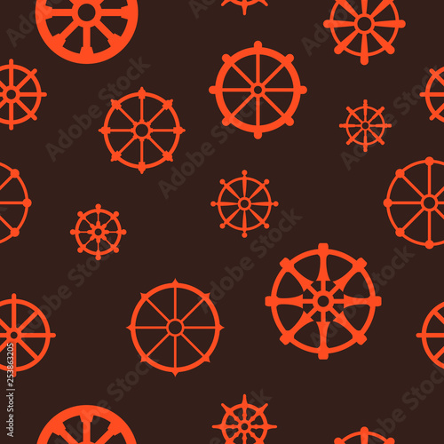 Seamless pattern with dharmachakra hinduism symbols