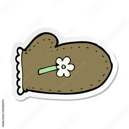 sticker of a cartoon oven glove