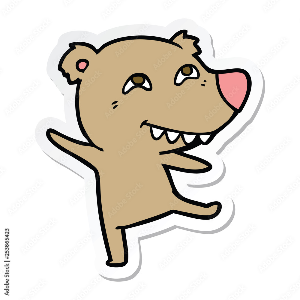 sticker of a cartoon bear dancing sticker of a cartoon bear dancing
