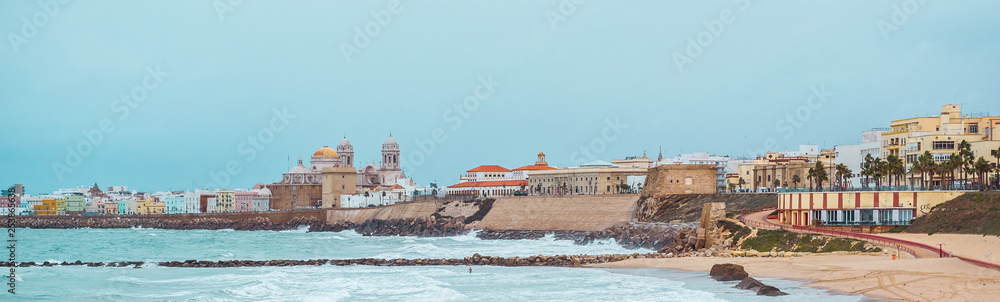 Cadiz coastline panoramic view. Southwestern Spain