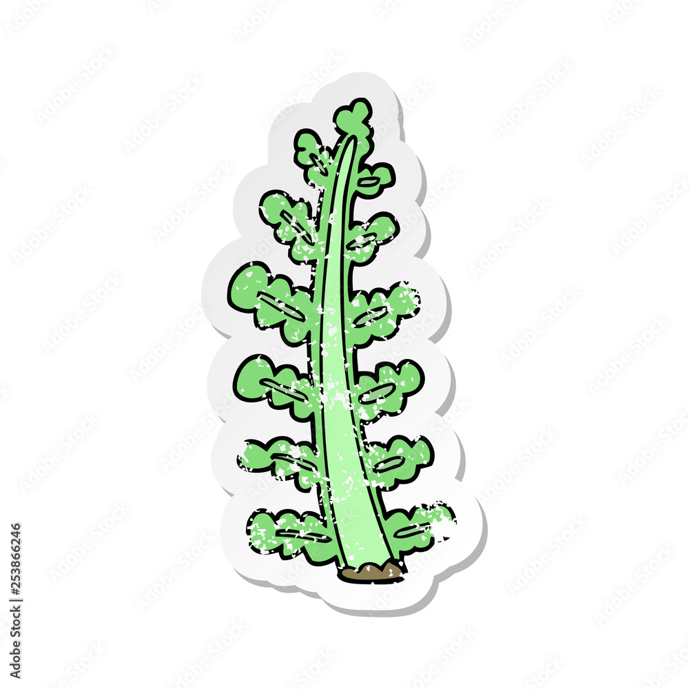 distressed sticker of a cartoon plant