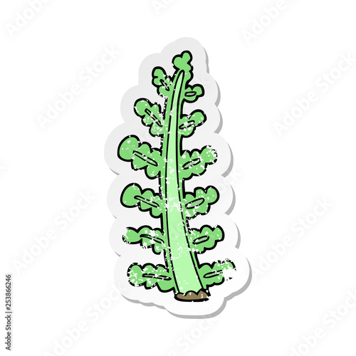 distressed sticker of a cartoon plant