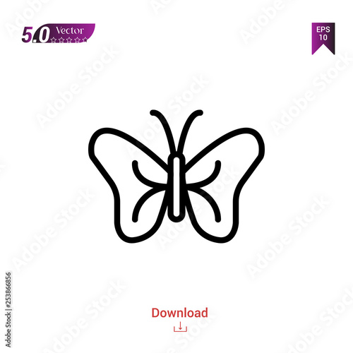 Outline butterfly  icon isolated on white background. insect icons. Graphic design, mobile application, logo, user interface. Editable stroke. EPS10 format vector illustration