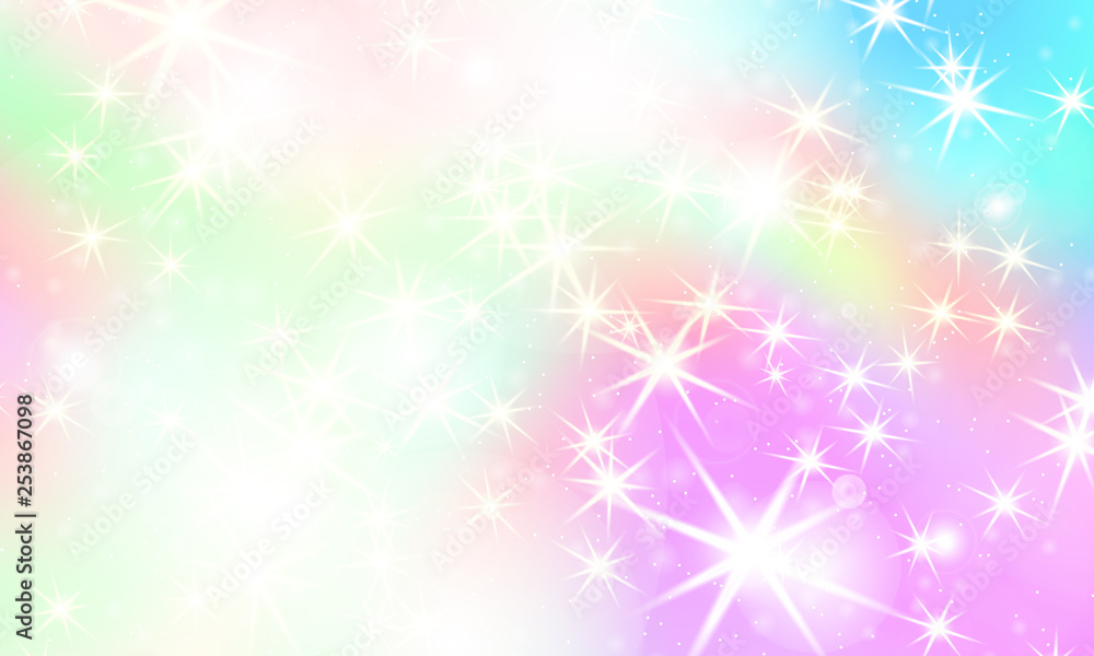 Unicorn rainbow background. Holographic sky Unicorn rainbow background. Holographic sky