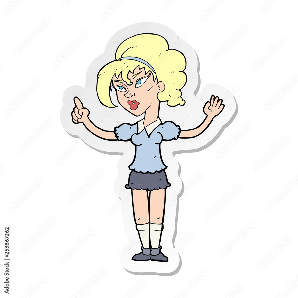 Fototapeta premium sticker of a cartoon woman with idea