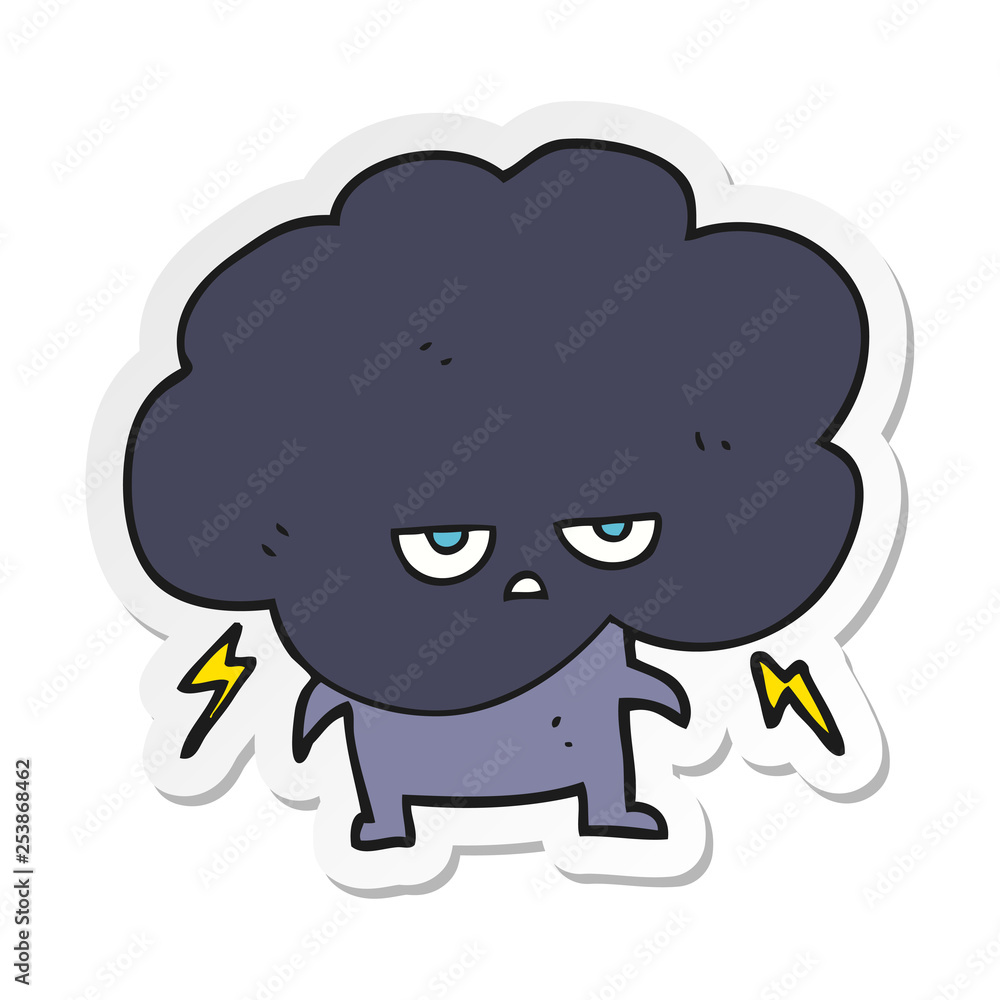 sticker of a cartoon raincloud sticker of a cartoon raincloud