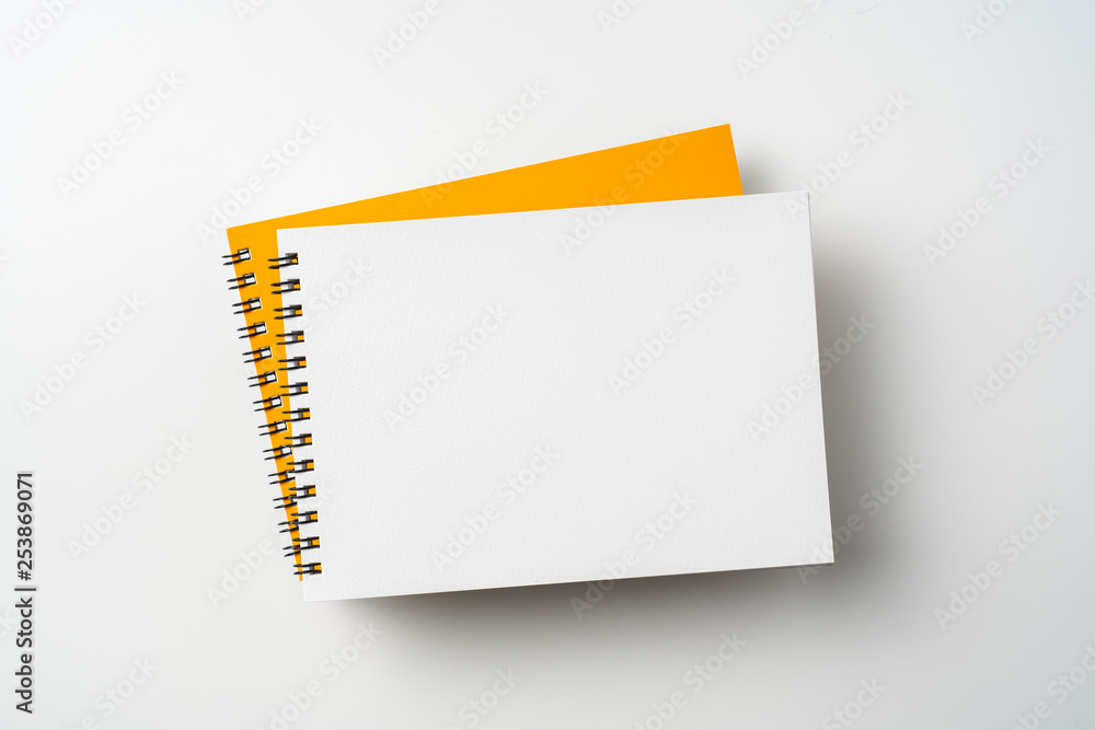 two spiral orange notebook and pen on white two spiral orange notebook and pen on white