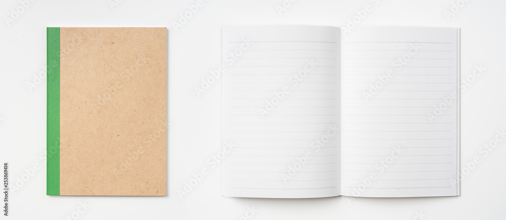 Fototapeta premium color kraft notebook on white background