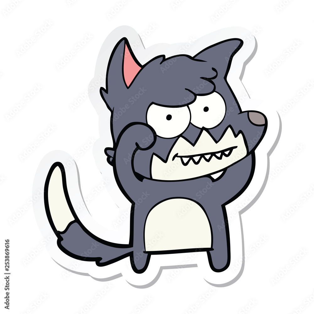 sticker of a cartoon grinning fox sticker of a cartoon grinning fox