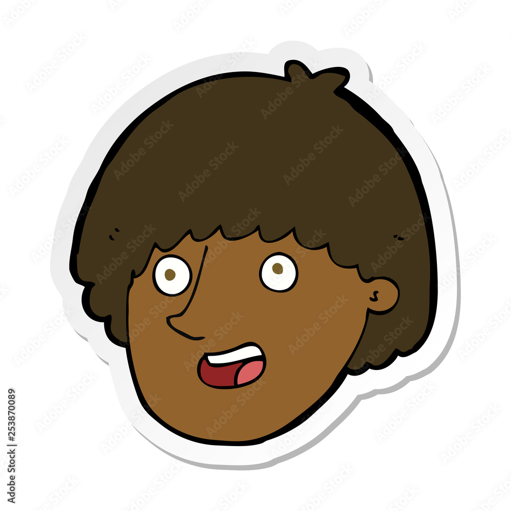 sticker of a cartoon happy male face sticker of a cartoon happy male face