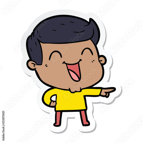 sticker of a cartoon man laughing