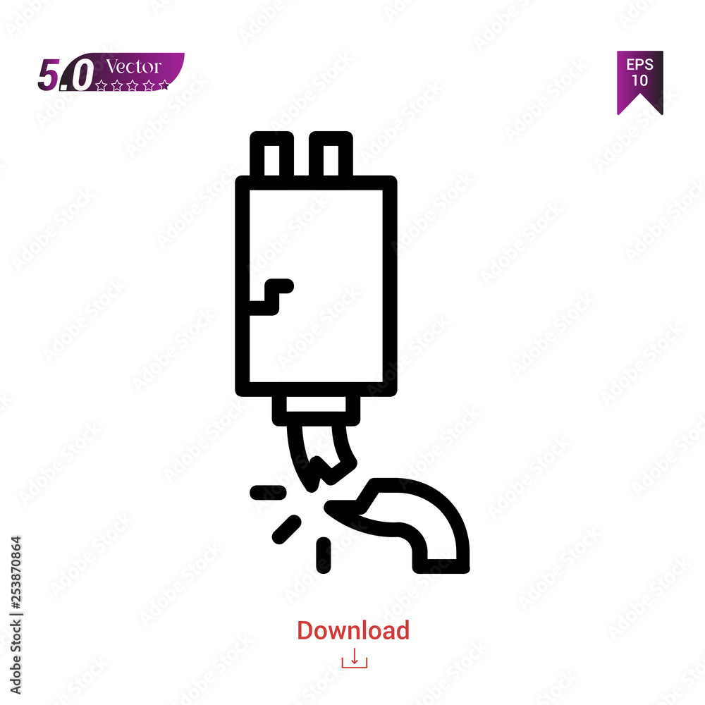 exhaust car icon isolated on white background. Line pictogram. Graphic design, mobile application, car parts icons, user interface. Editable stroke. EPS10 format vector illustration exhaust car icon isolated on white background. Line pictogram. Graphic design, mobile application, car parts icons, user interface. Editable stroke. EPS10 format vector illustration