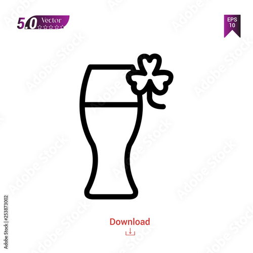 Outline beer icon isolated on white background. Line pictogram. Graphic design, mobile application, logo, user interface. Editable stroke. EPS10 format vector illustration