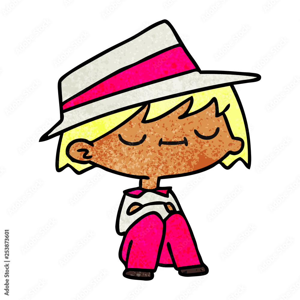 Obraz premium textured cartoon of a cute kawaii person