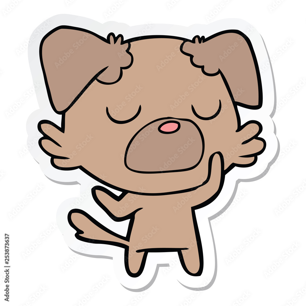 sticker of a cartoon dog