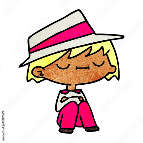 textured cartoon of a cute kawaii person