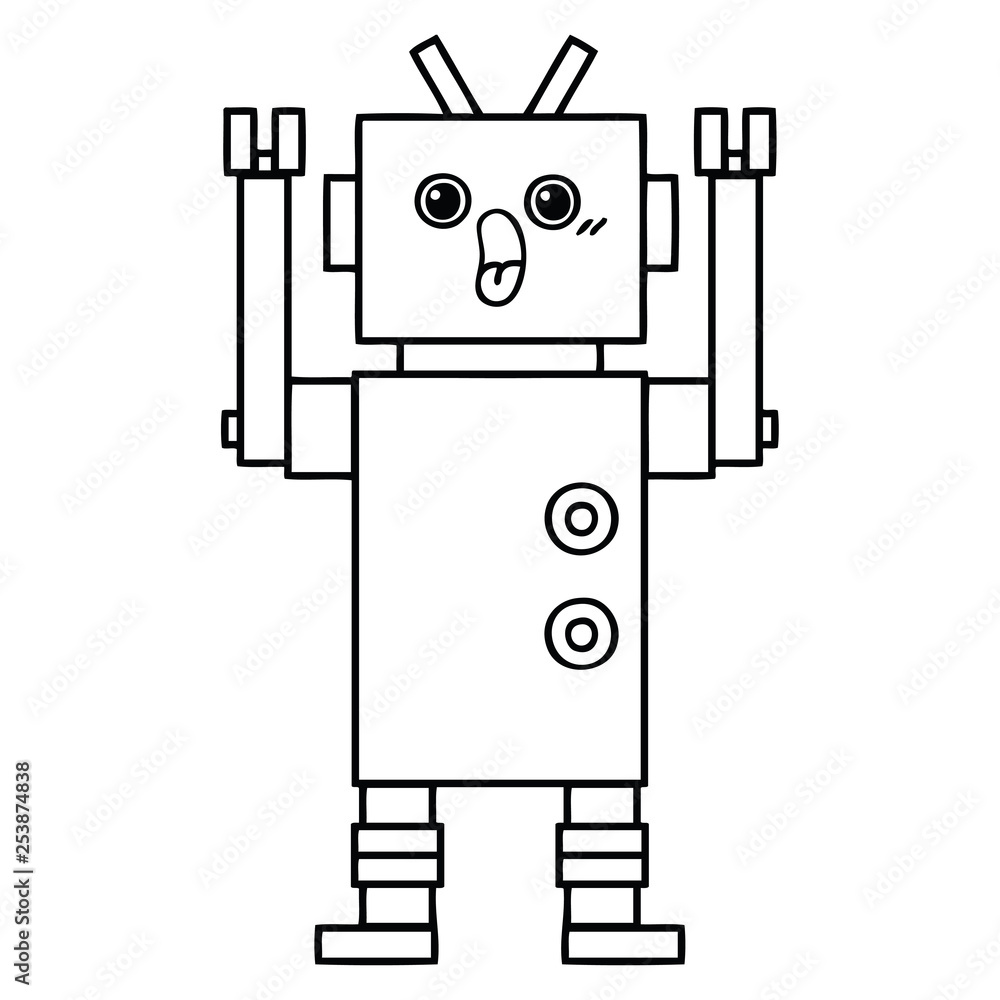 line drawing cartoon robot line drawing cartoon robot