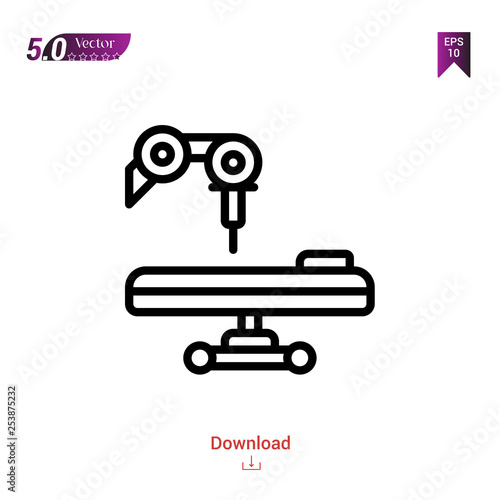 mechanical-arm icon isolated on white background. Line pictogram. Graphic design, mobile application, artificial intelligence icons, user interface. Editable stroke. EPS10 format vector illustration