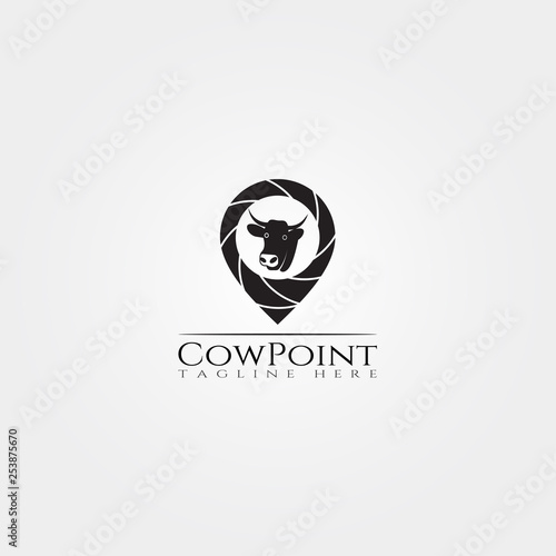 cattle farm or cow farm location point icon or livestock, animal husbandry