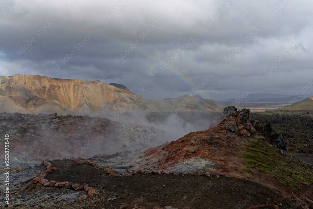 Regenbogen über der Landmannalaugar, Island