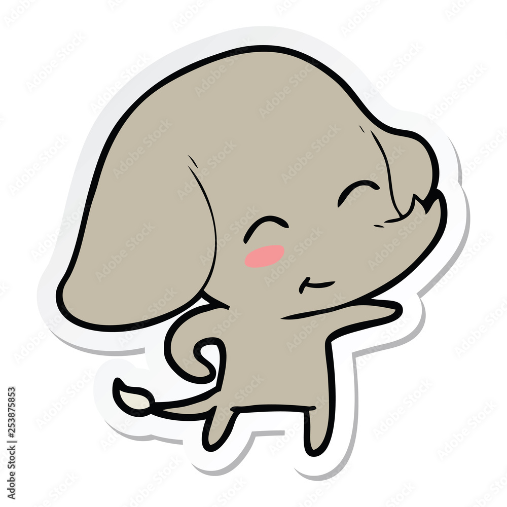 sticker of a cute cartoon elephant sticker of a cute cartoon elephant