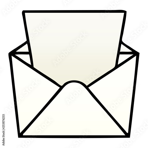 quirky gradient shaded cartoon letter and envelope