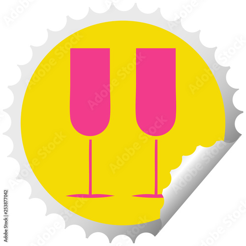 circular peeling sticker cartoon champagne flutes