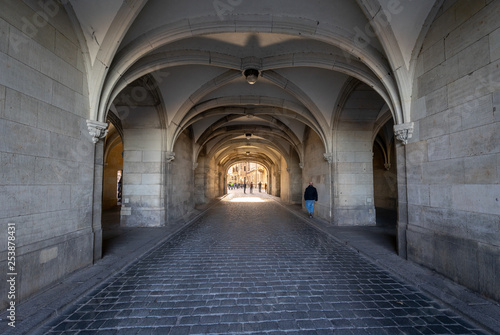 Arched passage to the courtyard of Dresden Castle or Royal Palace. Dresden is the capital city of the Free State of Saxony In Germany.